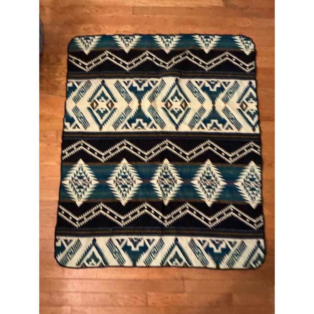 Reversible ALPACA Blend THROW BLANKET Andean & Southwestern Pattern 38.5" X 46"